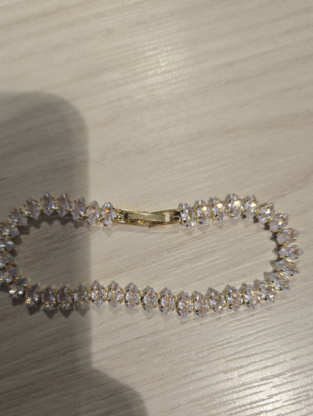 Gold Tennis Bracelet with Clear Crystal Stones - Women Jewelry